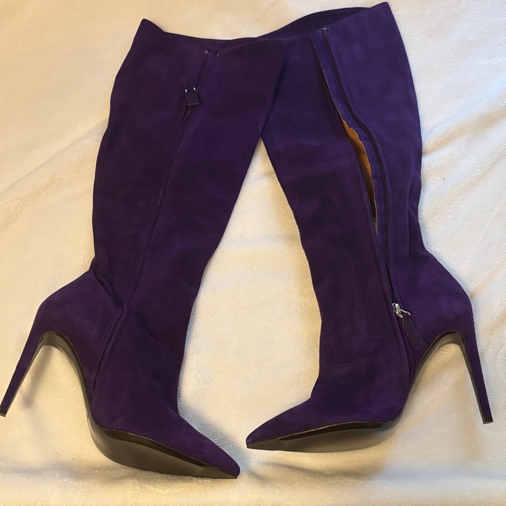 Ralph Lauren Deep Purple Heeled Boots - Picture 4 of 4